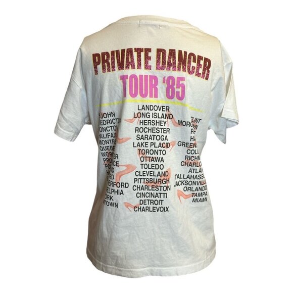 NWOT Vintage Tina Turner Private Dancer Tour 85 T-Shirt White 100% Cotton Size S - Picture 2 of 3